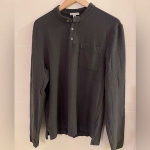 James Perse pique Henley in charcoal